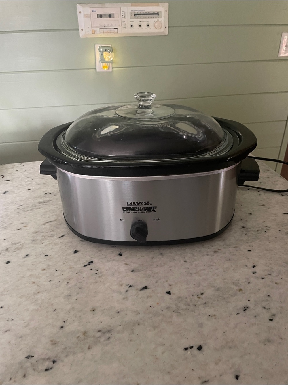 Oval Rival Crock-Pot Stainless Steel Slow Cooker with Glass Lid